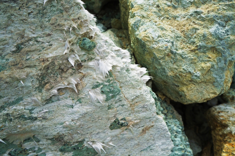 Photo of actinolite asbestos, Canelle, Haute-Corse. © BRGM - C. Coutin