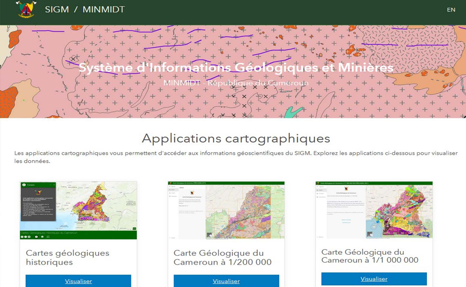 The Cameroon Geological and Mining Information System is an interactive data consultation platform. Six people were trained to use the site when it went live. © BRGM