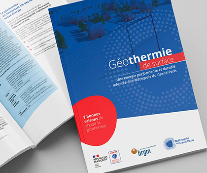 The brochure presents the many advantages of near-surface geothermal energy for the Greater Paris Metropolitan Area. © BRGM