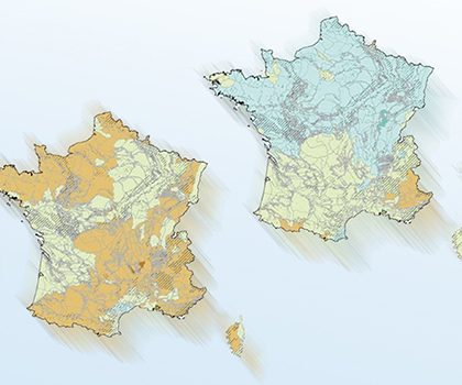 Changements relatifs du cumul annuel de recharge à la fin du siècle (horizon 2070-2099) par rapport à la période 1976-2005. © Lanini et al., 2024