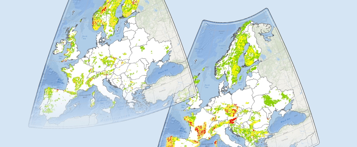 Favourability map for cobalt mineralisation in Europe (preliminary version), obtained using the Disc Based Association (DBA) method as part of the Geological Service for Europe (GSEU) project. © BRGM