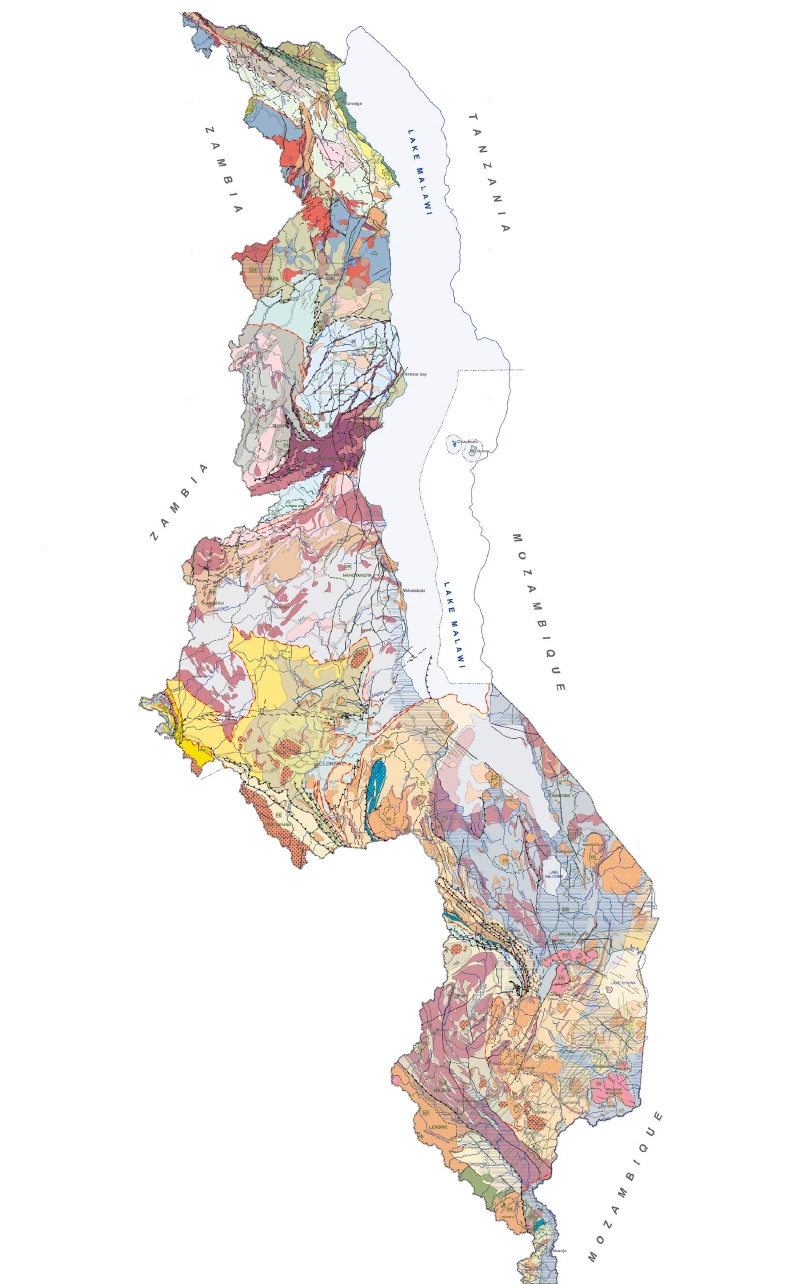 Carte géologique du Malawi au 1/1 000 000e. © BRGM