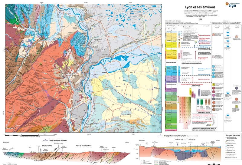 Carte géologique et pédagogique de Lyon et ses environs. © BRGM