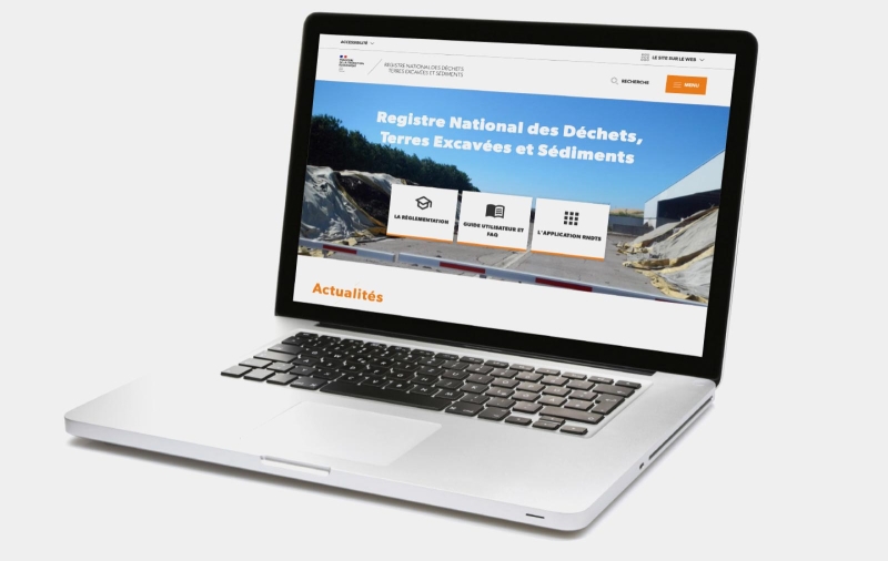 The RNDTS (French National Register for Waste, Excavated Soil and Sediments) website is a new online declaration tool, which BRGM was given the responsibility of developing. The site is specifically dedicated to the traceability of waste, sediments and excavated soil. © BRGM