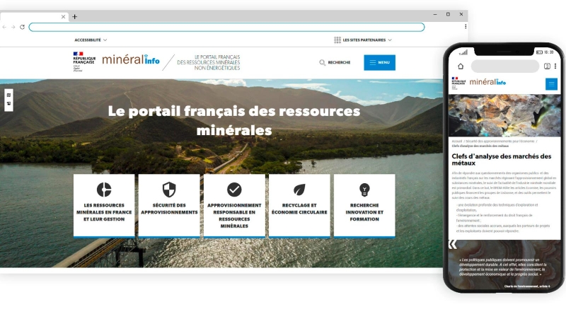 The new Minéralinfo site is now accessible on all screens and has enriched and more accessible content. © BRGM