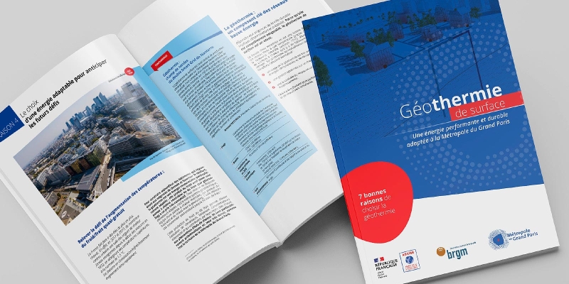 The brochure presents the many advantages of near-surface geothermal energy for the Greater Paris Metropolitan Area. © BRGM