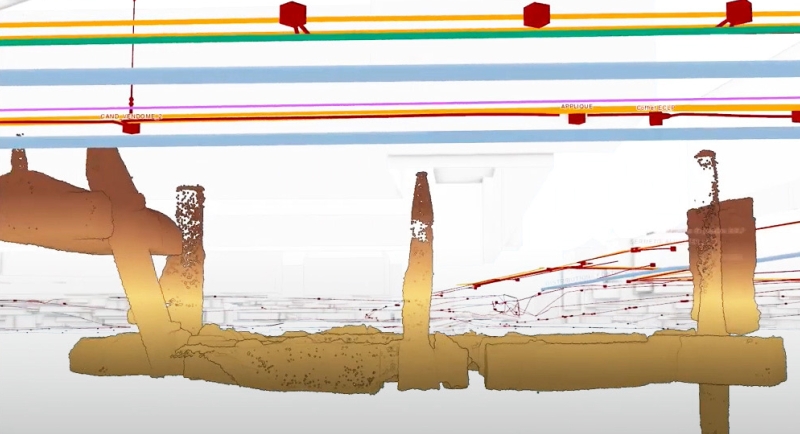Sous-sol orléanais : Localisation des réseaux de canalisations enterrées et visualisation 3D des cavités sous l’ancien hôpital Porte Madeleine. © Esri [Live] SIG 2023