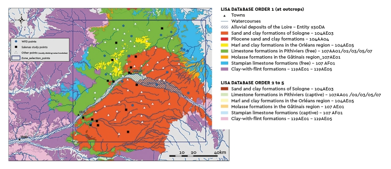 Location of sampling points on the BD LISA map background. © BRGM – N. Devau