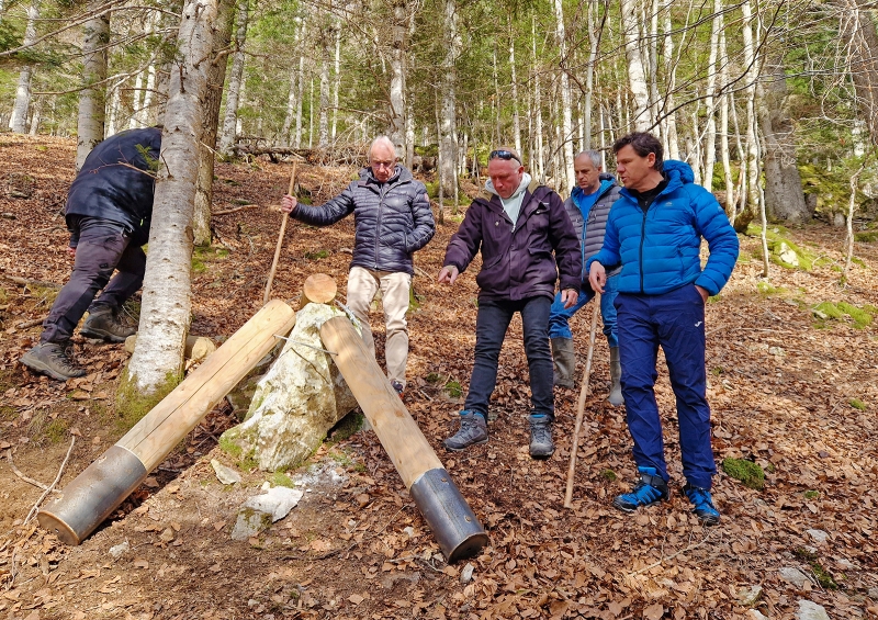 Example of a structure built in Artouste (French Pyrénées) to stabilise blocks of rock in areas above a strategic road (2022). © BRGM