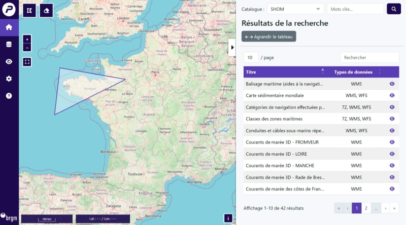 Prototype du module d’accès aux données de la plateforme numérique intégrative (PNI) du BRGM. © BRGM