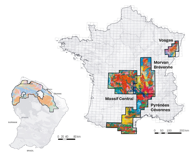Five areas in mainland France and French Guiana are being investigated as part of the project to update the National Inventory of Mineral Resources.   © BRGM