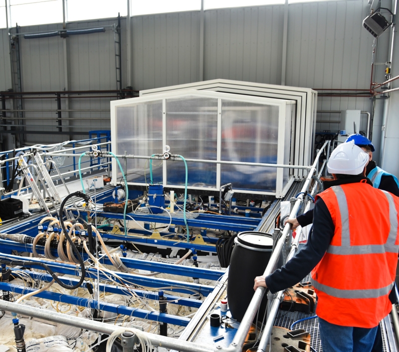  BRGM installed an 80 m3 pilot unit on the PRIME platform to characterise the infiltration into the subsoil of the PFAS contained in fire-fighting foams. © BRGM