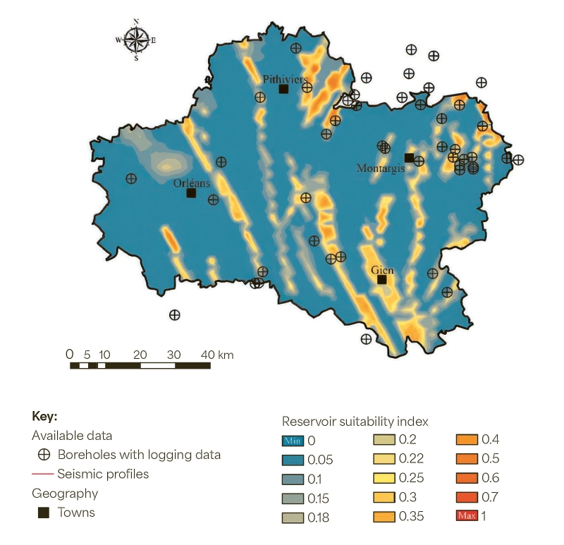 The study into the potential of&nbsp;deep geothermal energy in the Loiret provided the&nbsp;basis for the production of&nbsp;departmental maps indicating the suitability of the Oxfordian (in this case, mid‑Oxfordian), Dogger and&nbsp;Triassic reservoirs. © BRGM