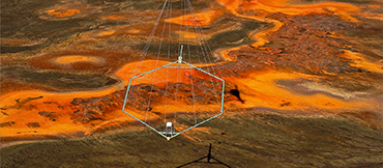 Campagne de géophysique héliportée à La Réunion. La campagne et les données obtenues permettent une imagerie des 200 premiers mètres du sous-sol.  © BRGM - René Carayol